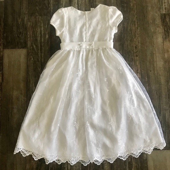 Rosenau Girls White Lace Embroidered Communion Dress - Size 14 - Picture 2 of 11